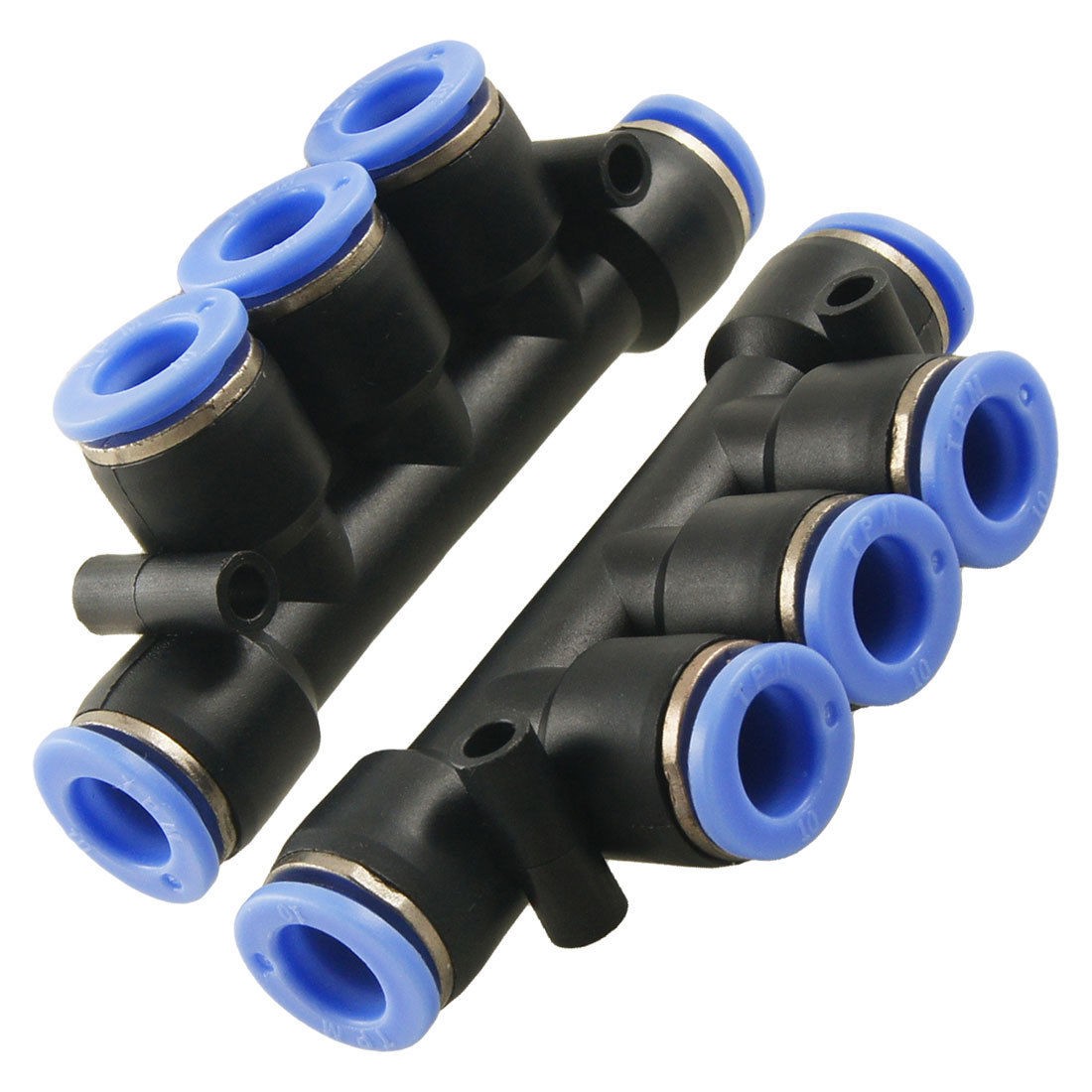 Pneumatic 5 Way 10mm to 10mm One Touch Quick Fittings 2 Pcs