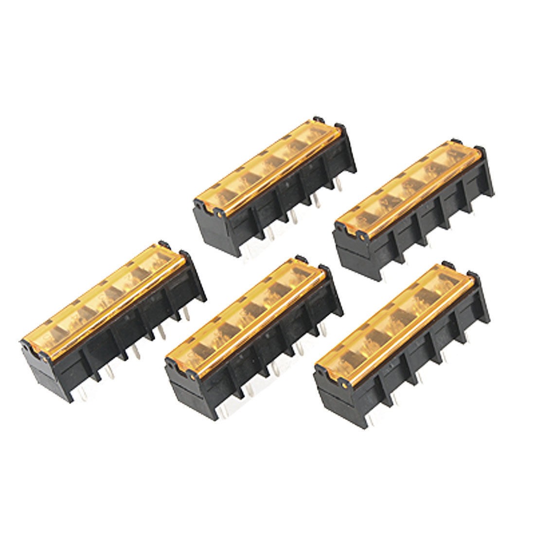 300V 30A 5 Pin Position Covererd Screw Barrier Terminal Block 5 Pcs