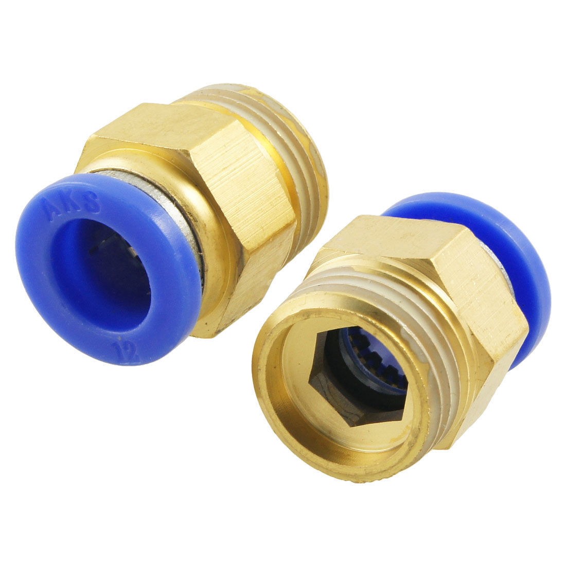 2 Pcs 12mm Pneumatic Tubing Push to 1 2" Thread Quick Fittings