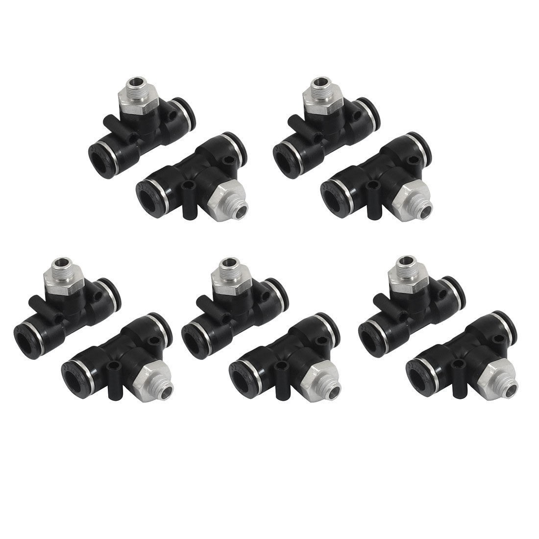 10pcs 1 8" PT Male Thread 10mm One Touch T Shaped Connector Quick Fittings