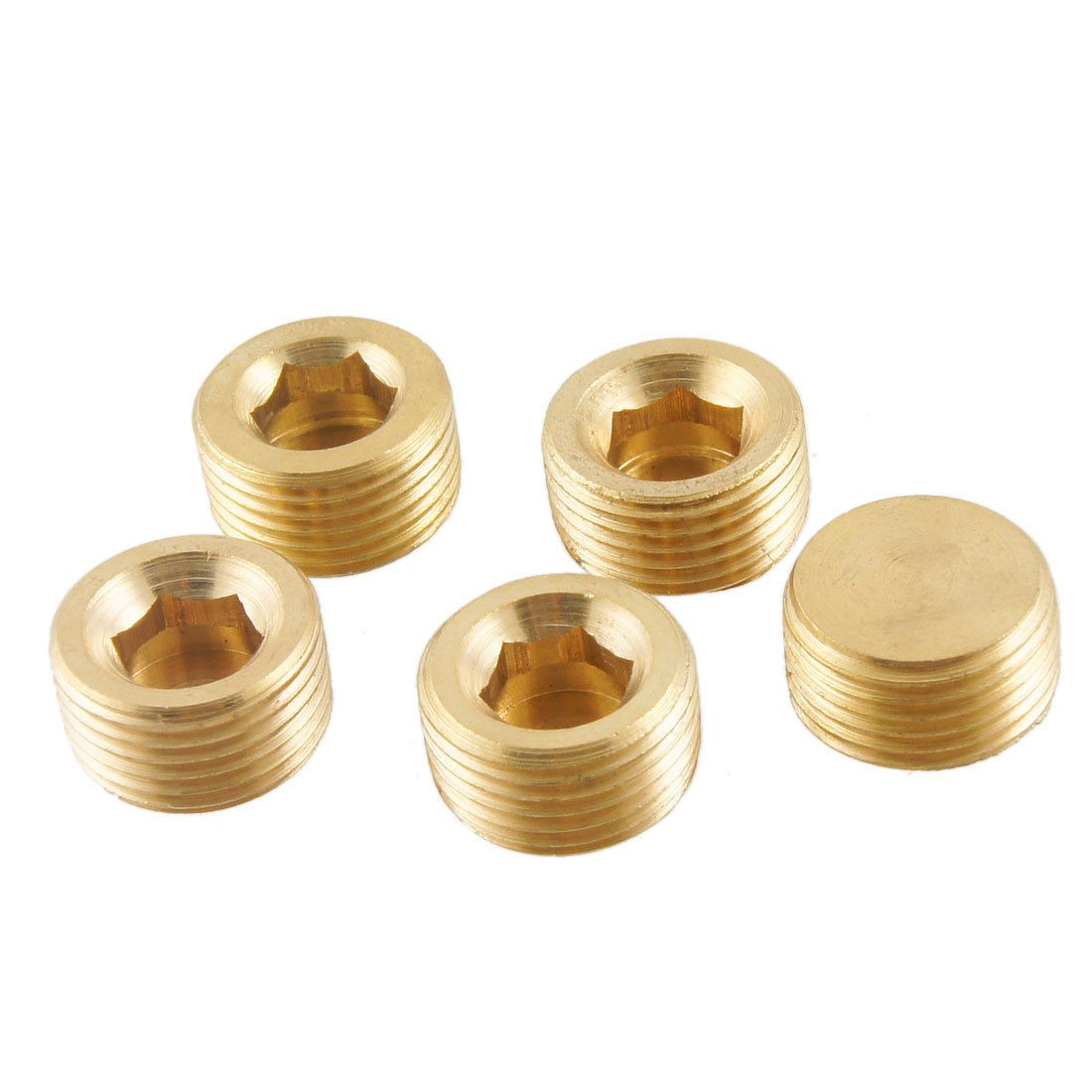5 Pcs Brass Internal Hex Head Socket 3/8" PT Thread Pipe Plug Fitting