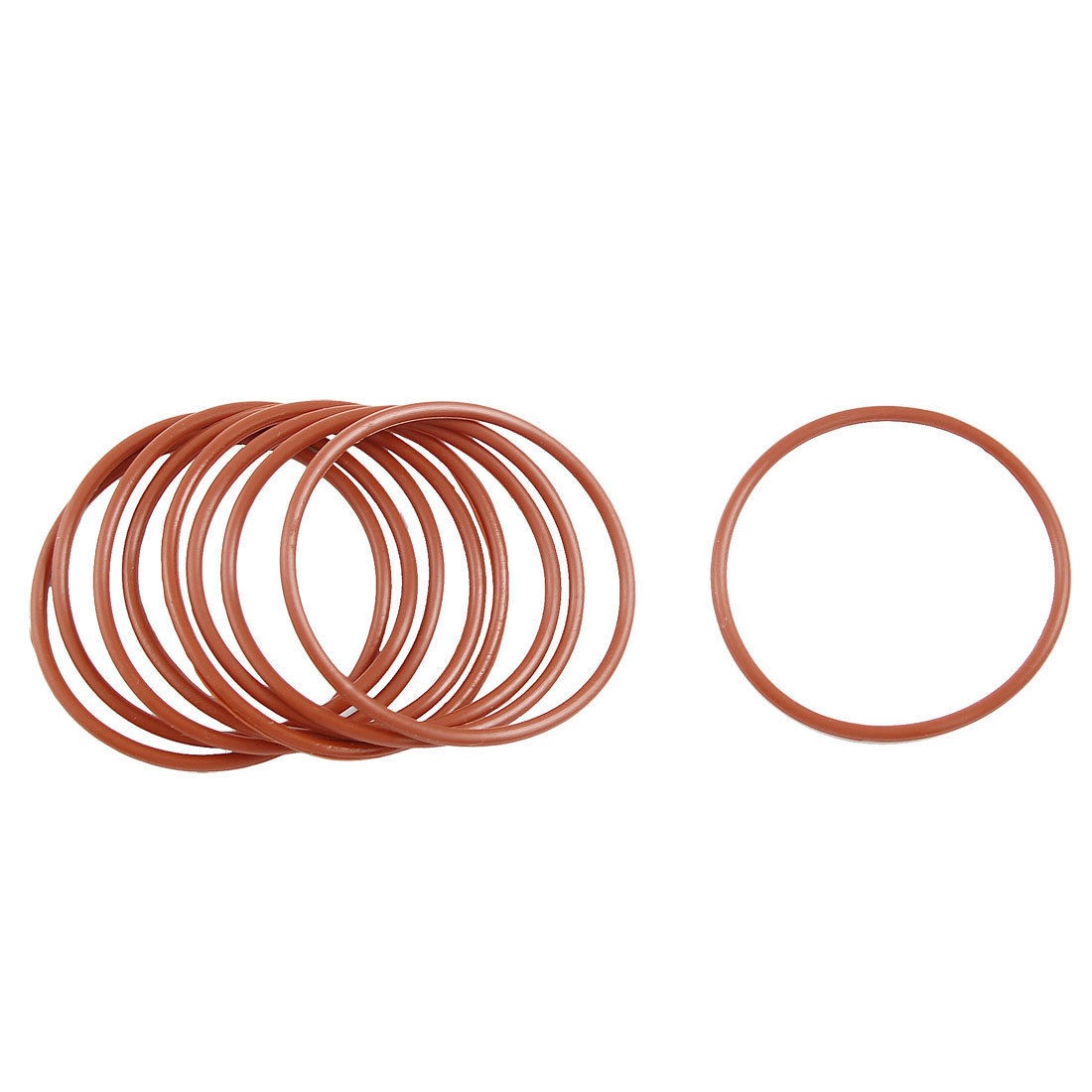 10 Pcs 50mm OD 2.5mm Thickness Dark Red Silicone O Ring Oil Seal Gasket
