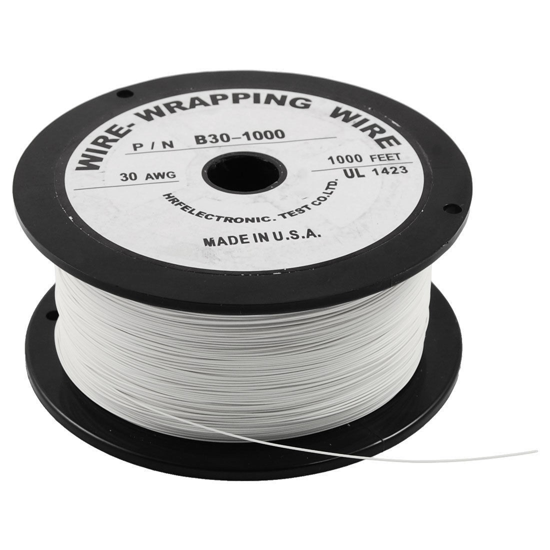 P/N B30-1000 White Insulated PVC Coated 30AWG Wire Wrapping Wires Reel 305M