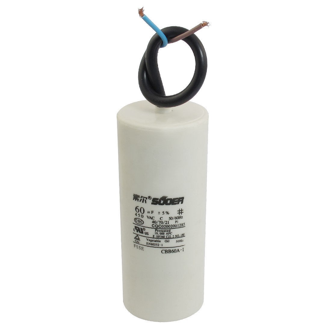 CBB60A-1 AC 450V 50/60Hz 60uF Polypropylene Film Motor Capacitor