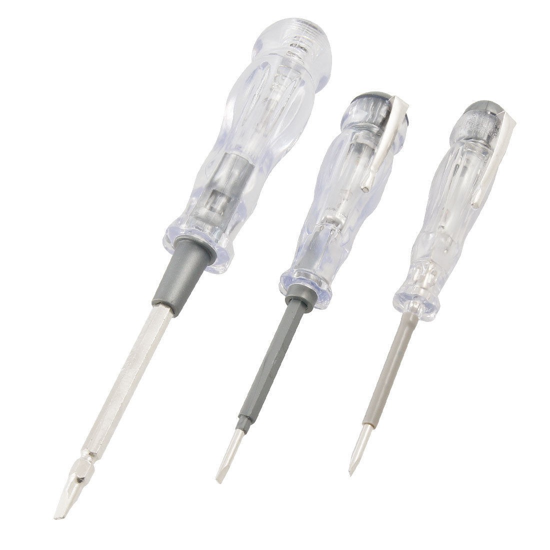 3 Pcs Needle Slotted Head Detector Voltage Tester AC 100-500V Blue Clear