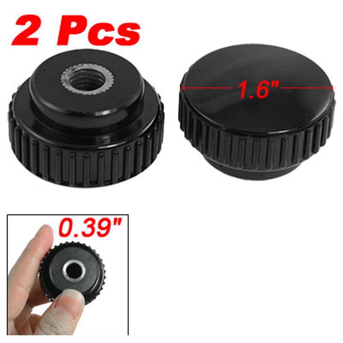 2 Pcs M10 Female Threaded 40mm Head Diameter Knurled Knobs