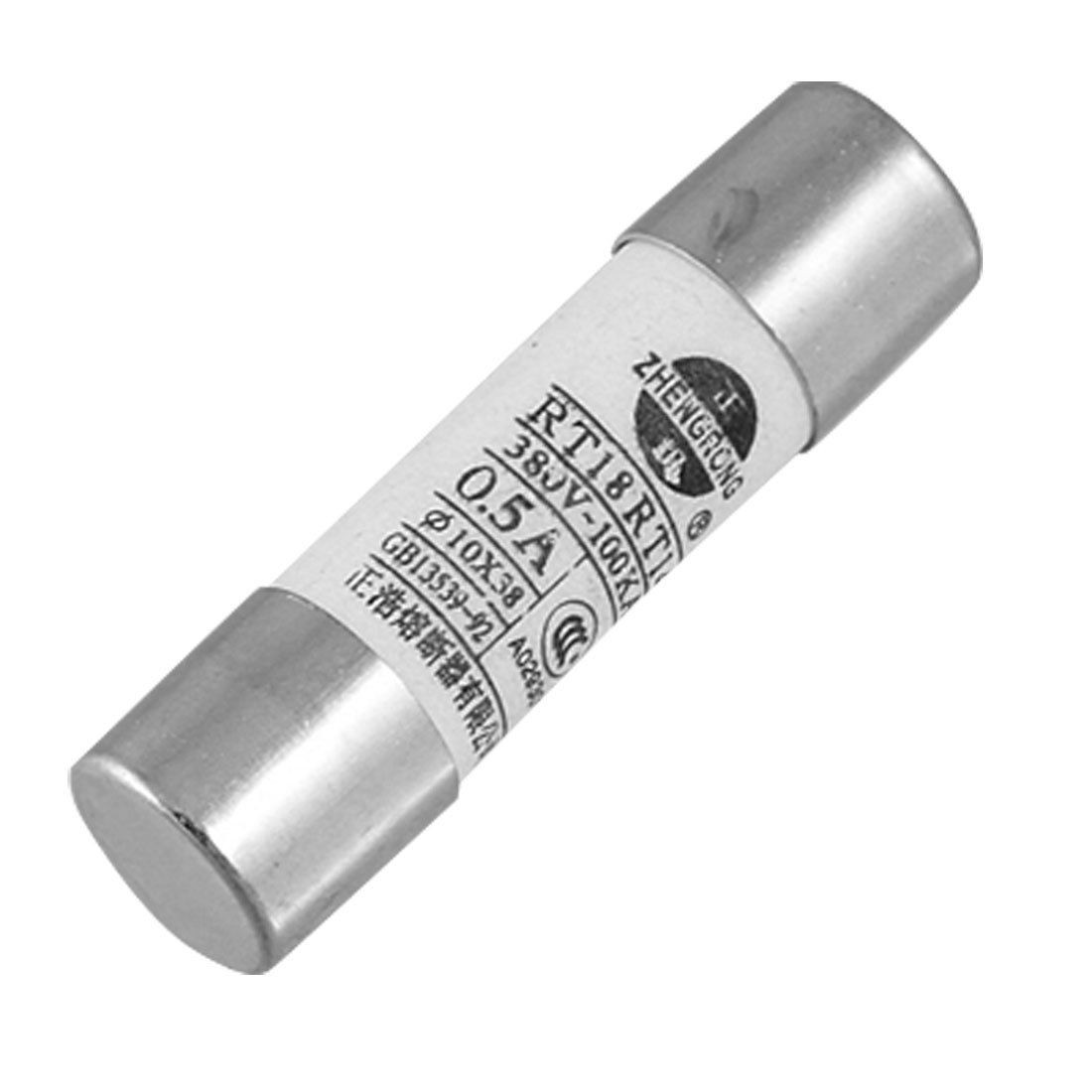 380V 0.5A 10 x 38mm Ceramic Tube Cylindrical Fuse Links (Bag of 5)