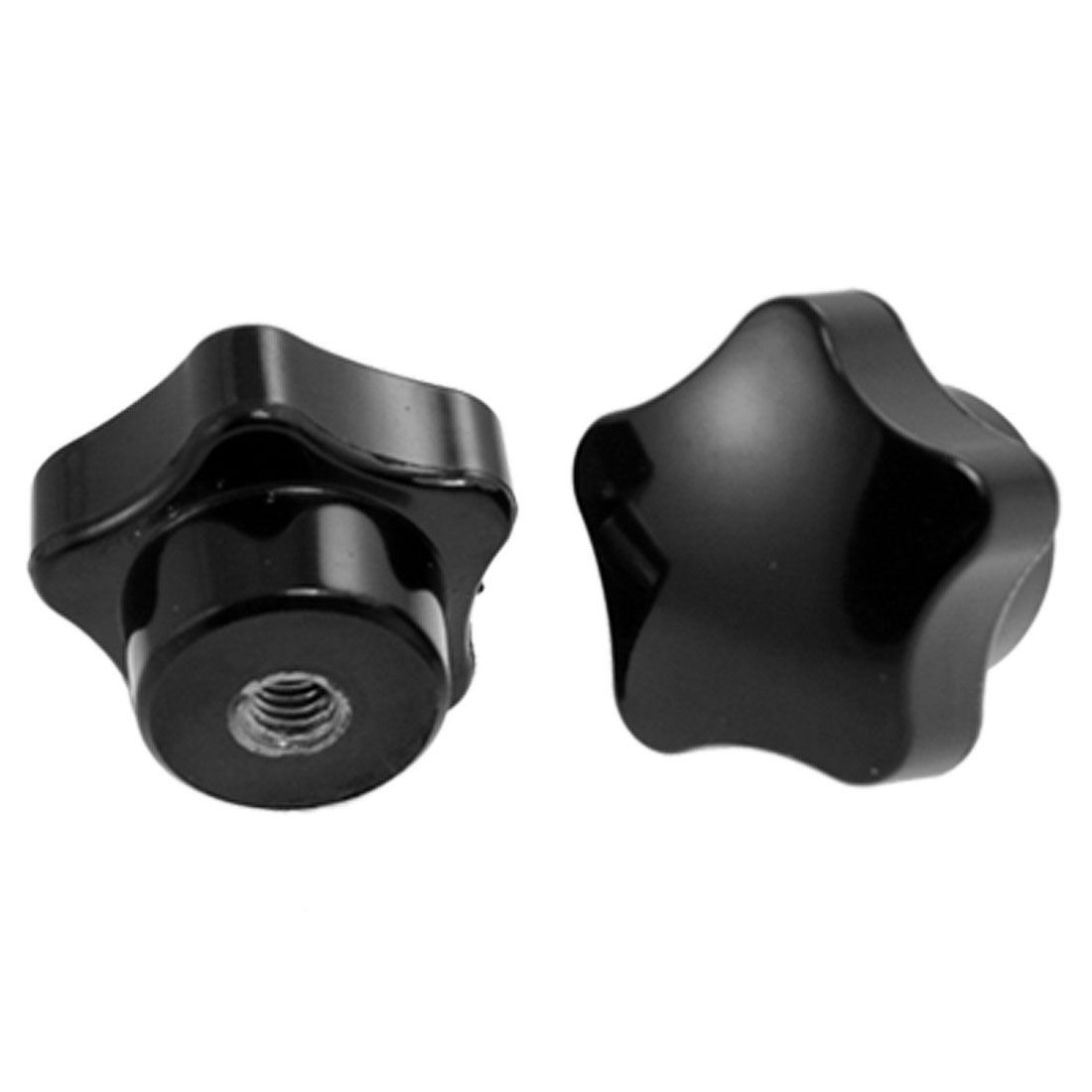 5 Pcs 23mm Head Diameter 4.5mm Female Thread Black Grip Star Knobs