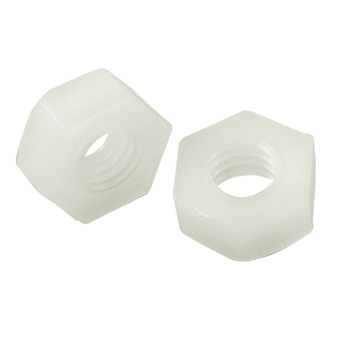 100 Pcs 1/5" Inner Dia Hexagonal Fasteners White Screw Nuts