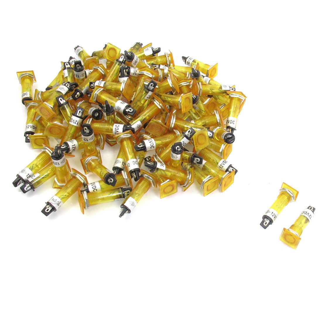 100 Pcs DC 12V 10mm Holing Recessed Yellow Signal Indicator Pilot Light Lamp