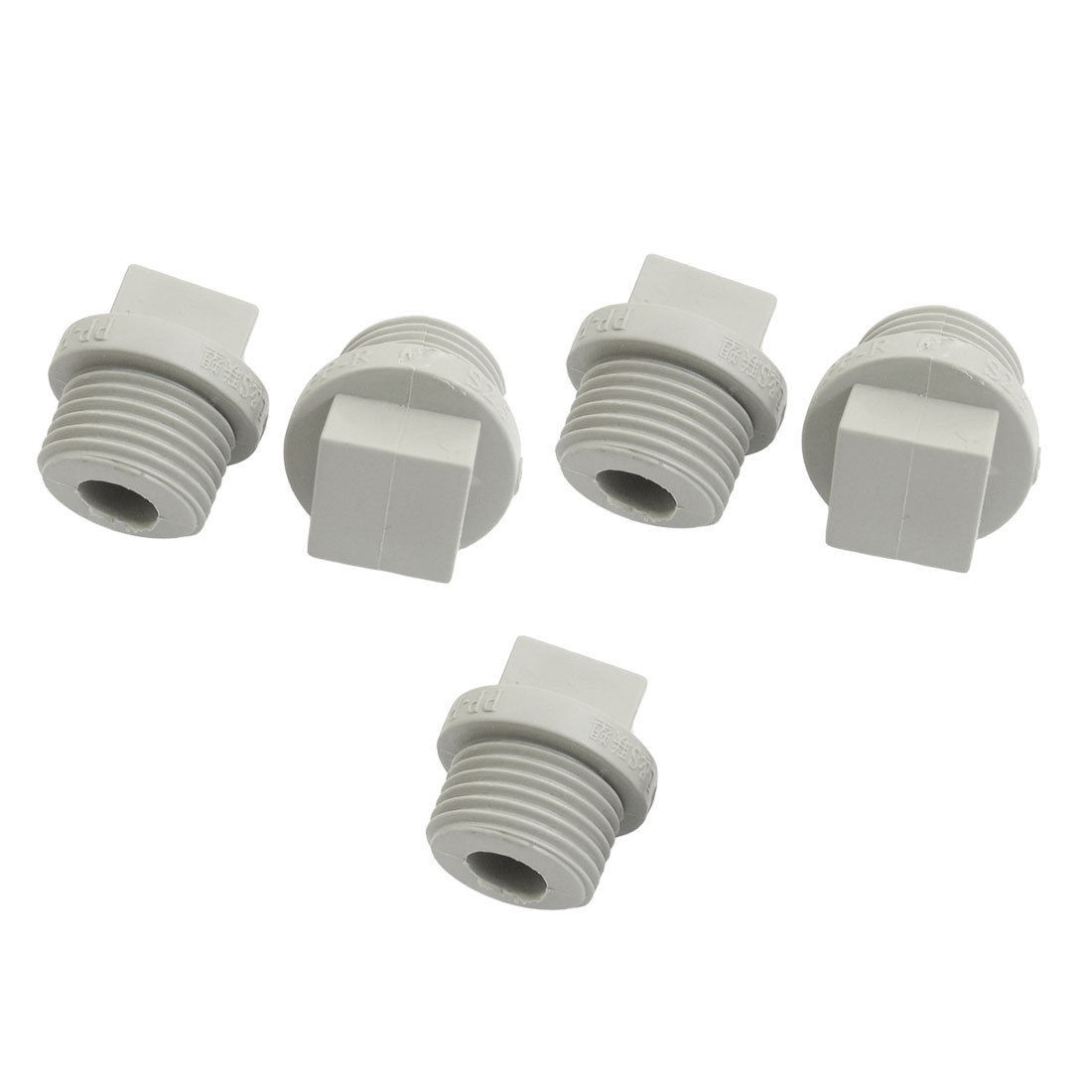 5 Pcs 21mm Male Thread Gray PPR Pipe End Caps Plug