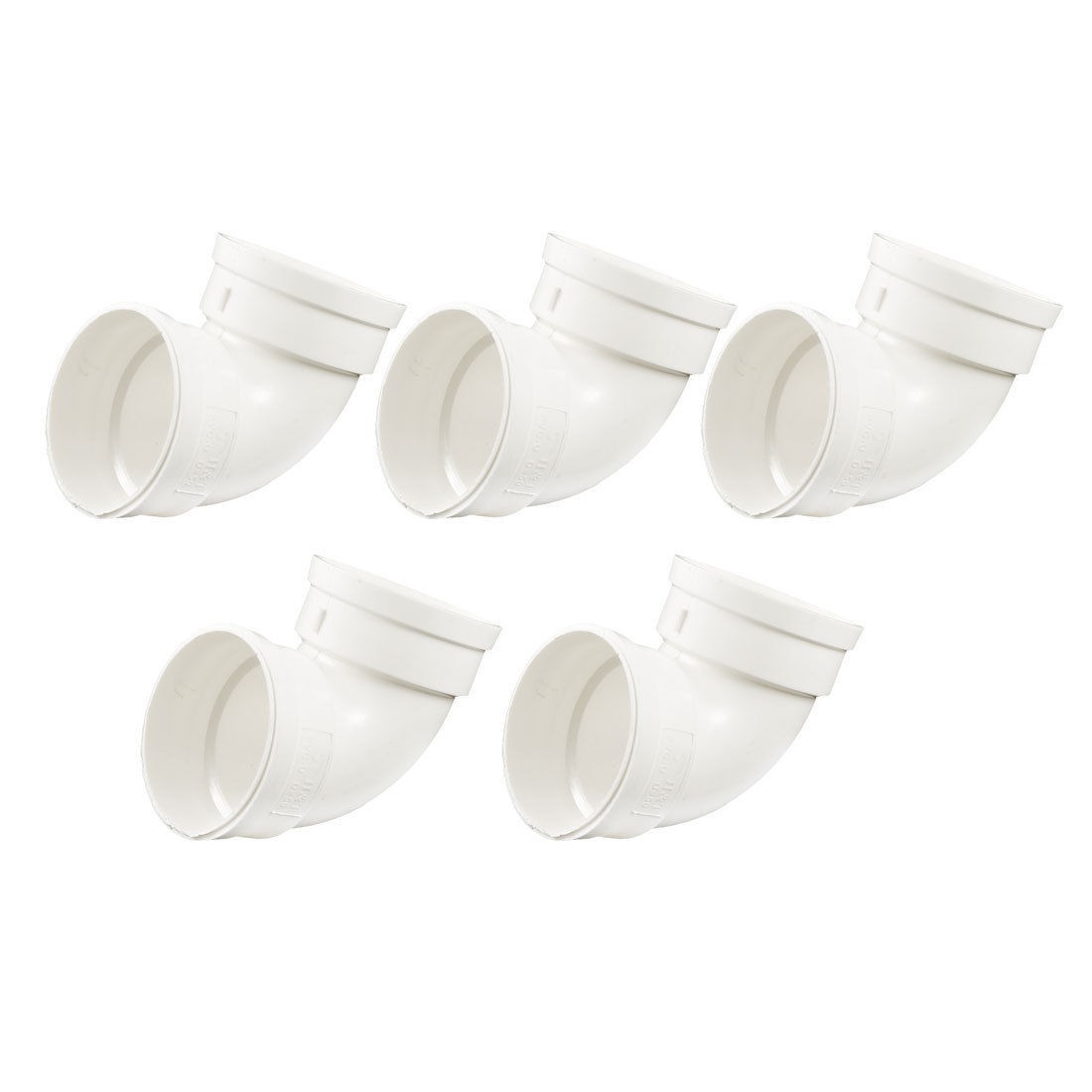 5 Pcs 50mm Inner Diameter 90 Degree Elbow PVC Pipe Connectors Fittings White