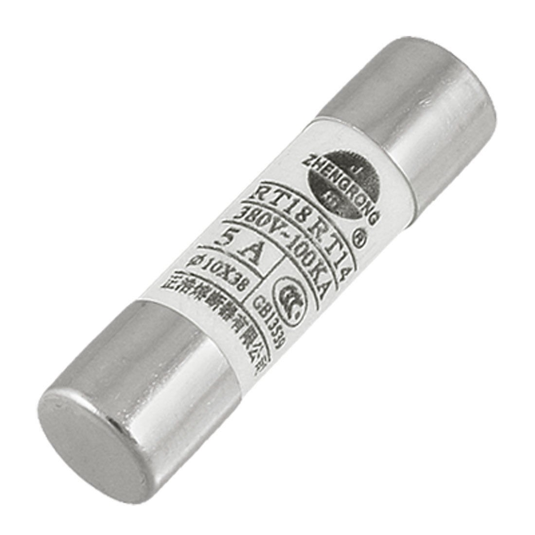 5pcs 10 x 38mm Ceramic Tube Cylindrical Fuse Links 380V 5A