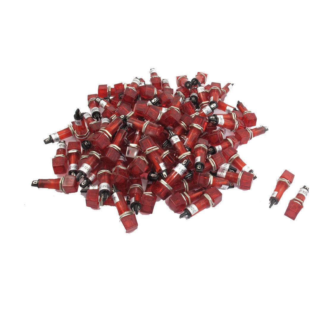 100 Pcs DC 12V 10mm Red Illuminated Pilot Light Signal Indicator Lamp XD10-4