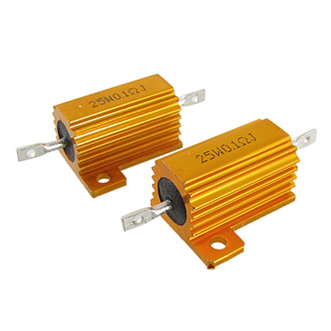 2 Pcs Aluminum Clad Wirewound Resistors 25W 0.1 Ohm 5%