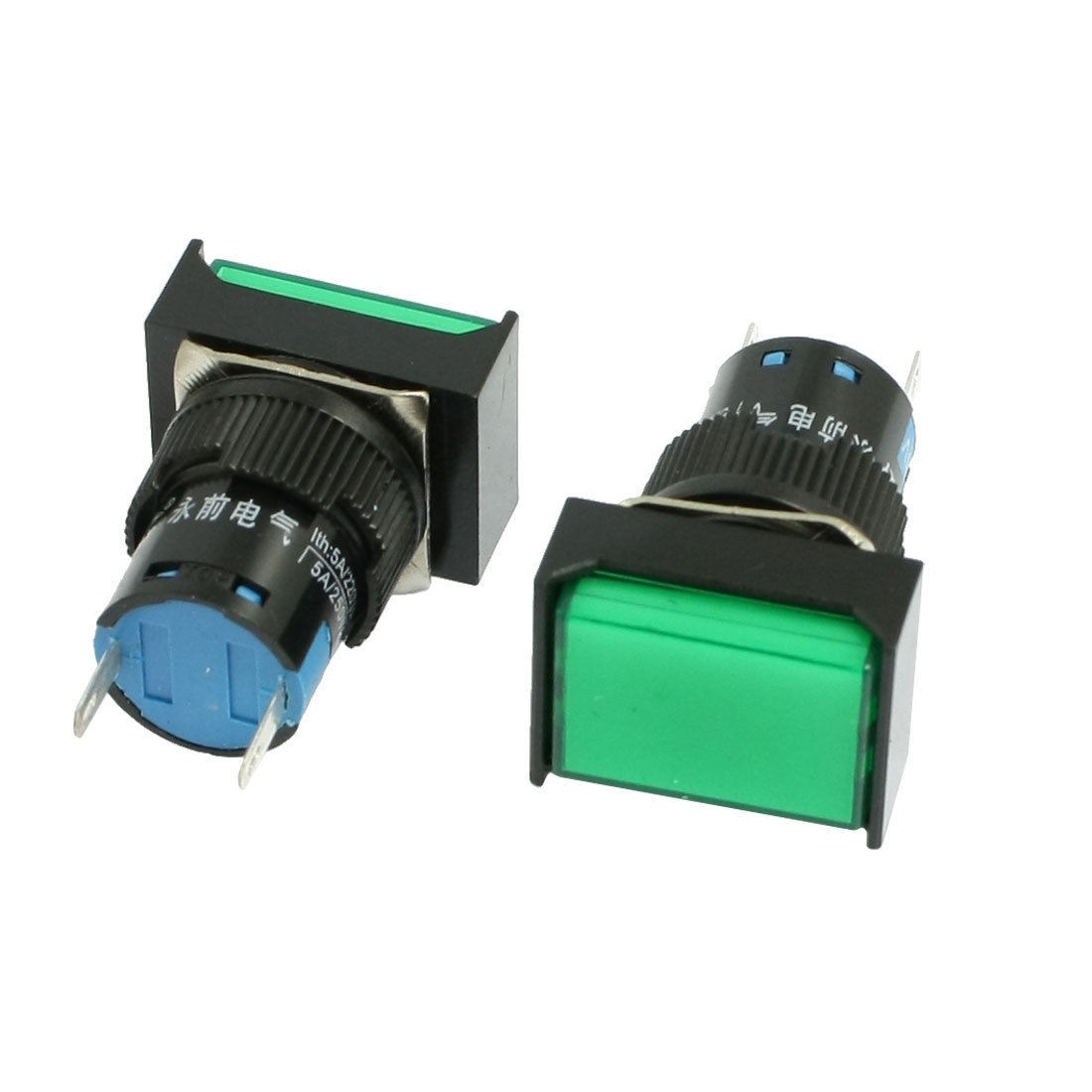 2 Pcs Rectangular Green Cap Indicator Light Accident Signal Lamp DC 24V