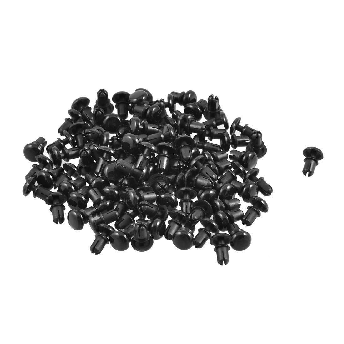 100 Pcs Black Nylon 3.5mm Bottom Dia Push Clips Rivets Fasteners R3550