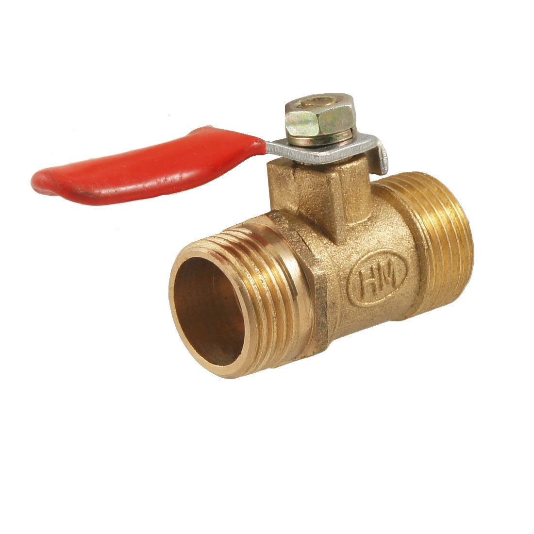 3/8" Male to 3/8" Male Thread Flow Hole Ball Valve Gold Tone