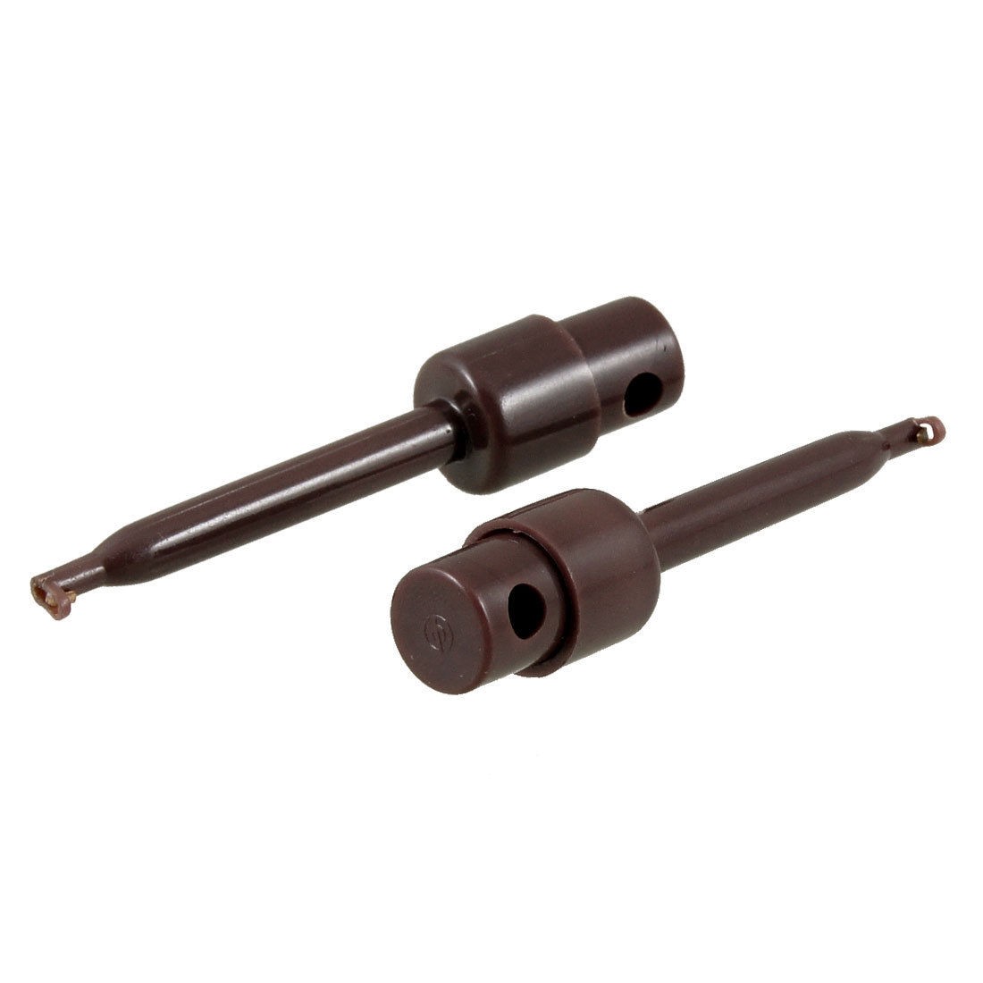 2.2" Long Meter Multimeter Lead Wire Testing Hooks Clip Dark Brown 2 Pcs