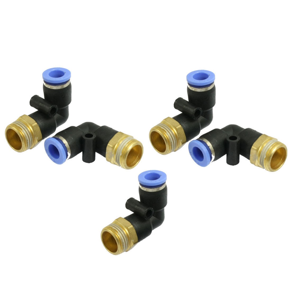 5 Pcs 8mm Push in Connector PT 3 8" Thread Elbow Quick Fitting