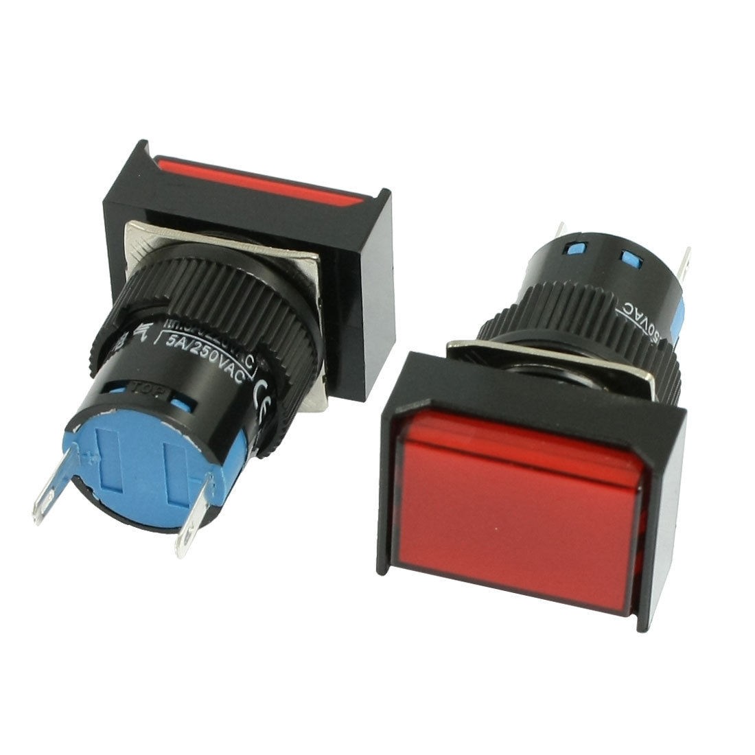 DC 24V 16mm Red Rectangular Cap Power Indicator Light Accident Signal Lamp 2 Pcs