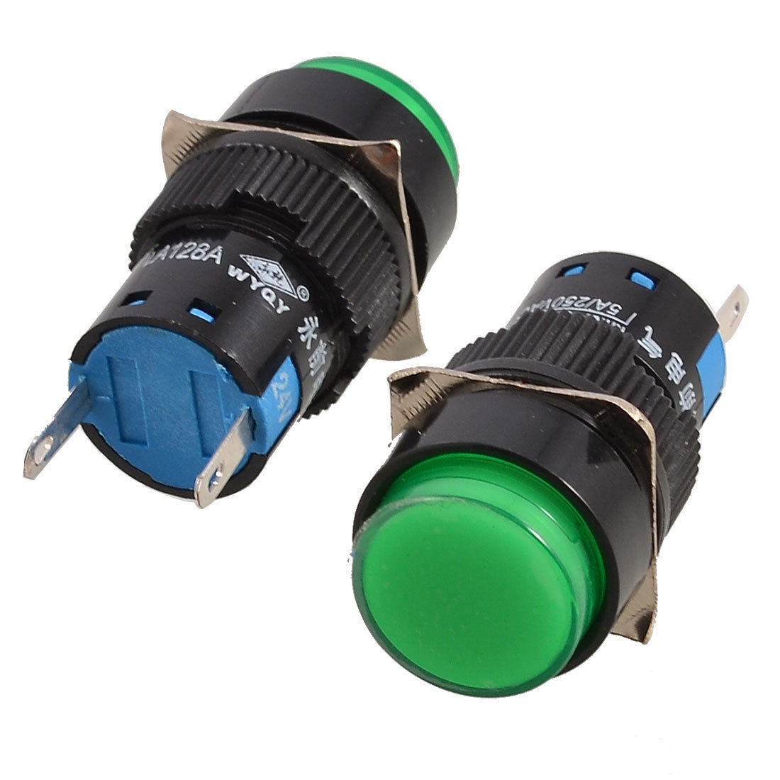 DC 24V Panel Mount Green Indicator Abnormal Signal Light Pilot Lamp 2 Pcs