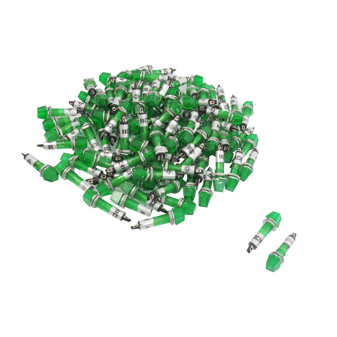 100 x DC 24V 7mm Recessed Green Illuminated Signal Indicator Light Pilot Lamp