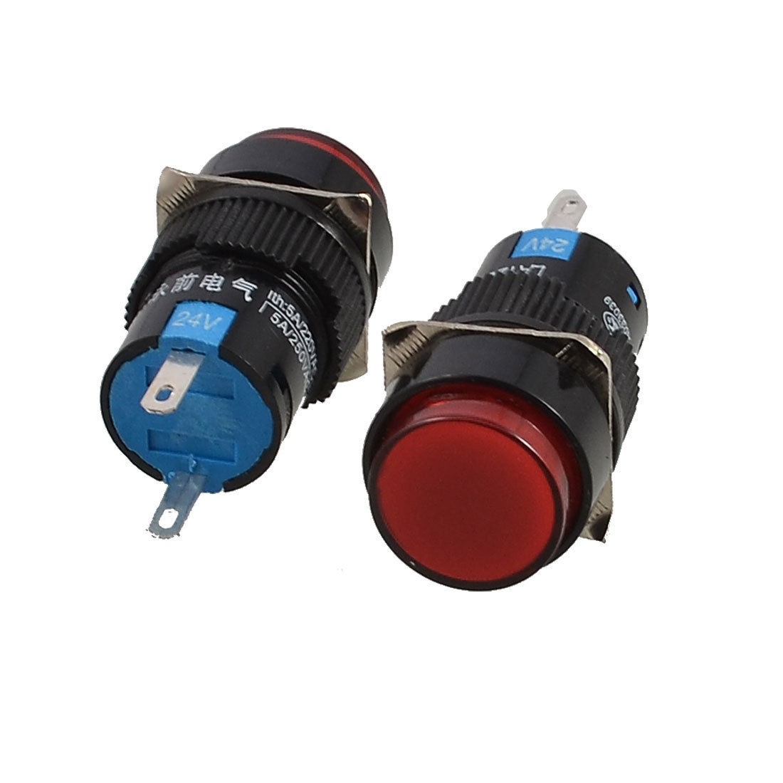 DC 24V Panel Mount Red Indicator Abnormal Signal Light Pilot Lamp 2 Pcs