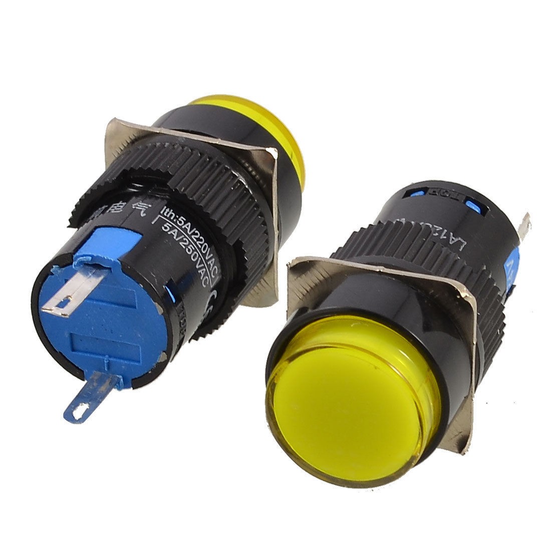 2 Pcs DC 24V 16mm Panel Mount Yellow Indicator Light Abnormal Signal Pilot Lamp