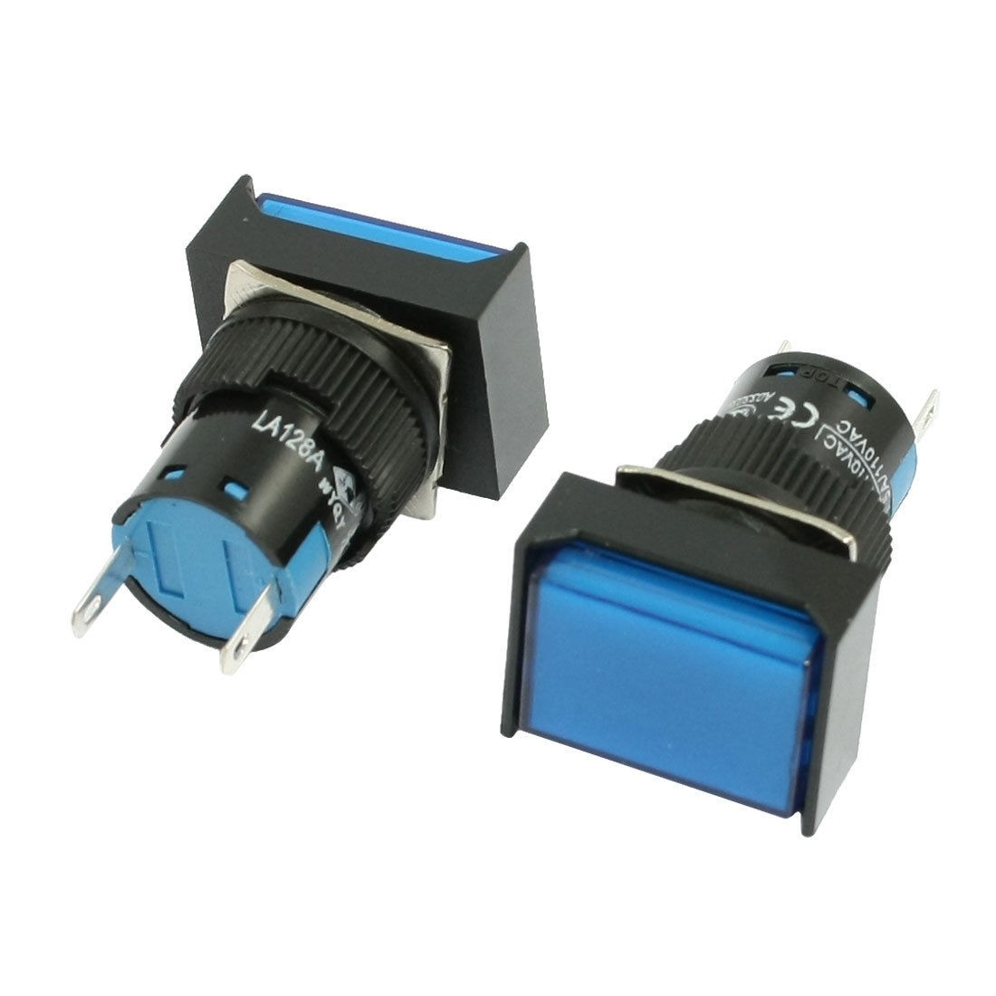 2 x Rectangular Blue Cap Indicator Light Accident Signal Lamp DC 12V