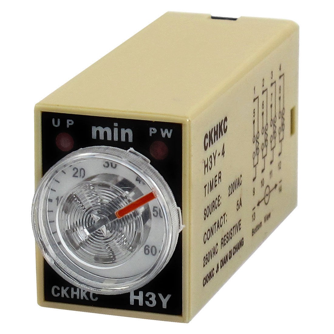 H3Y-4 AC 220V 4PDT 0-60 Minutes 60Min 14 Pins Power on Time Delay Relay