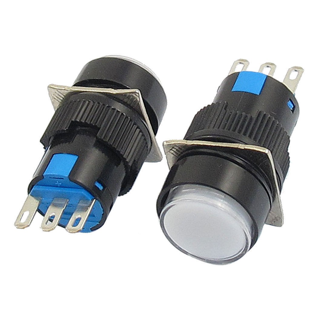 2 Pcs AC 250V 3A DC 30V 5A 3 Pin NO/NC White Round Latching Push Button Switch