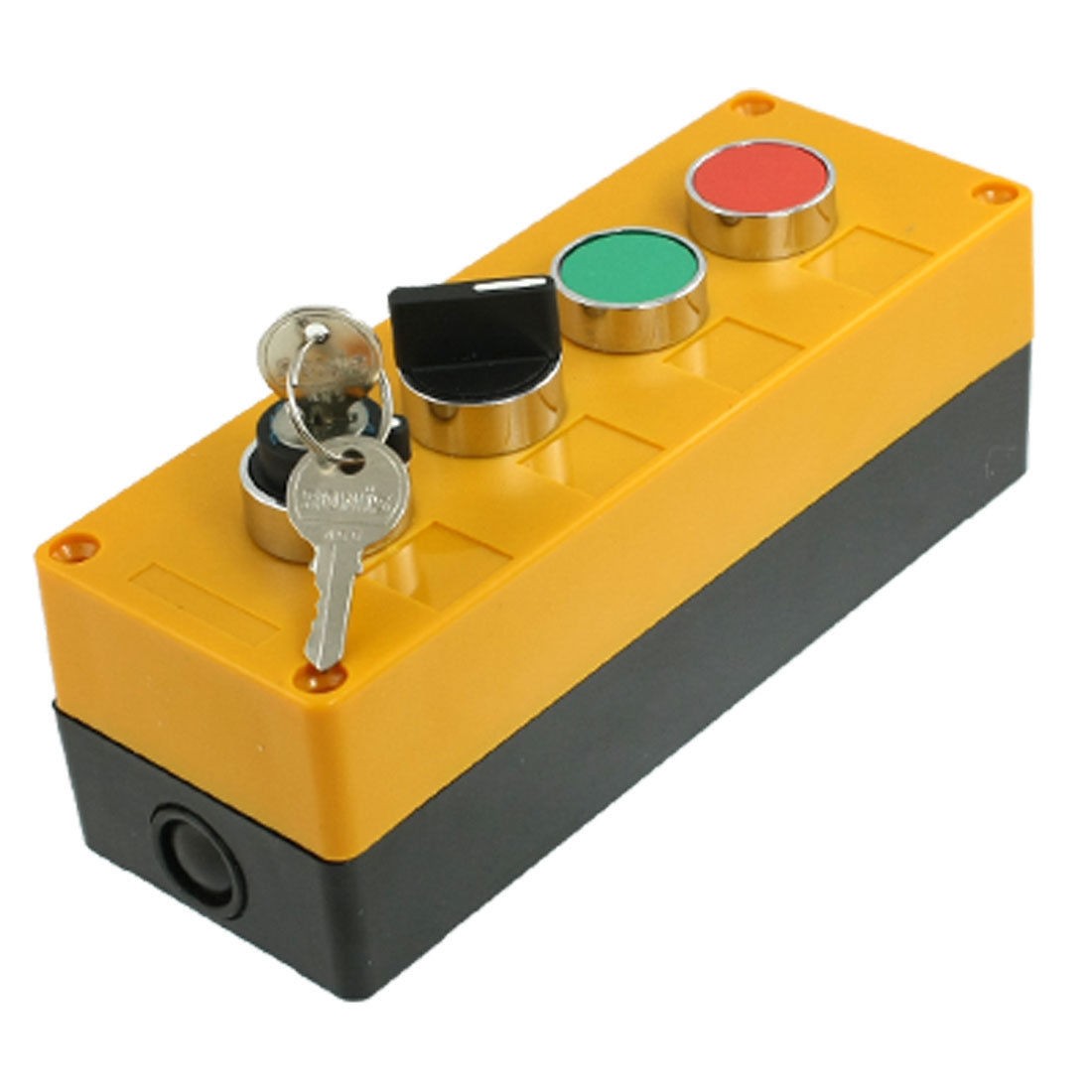 AC 400V 10A Red Green Cap Keylock Rotary Selector Switch Push Button Station