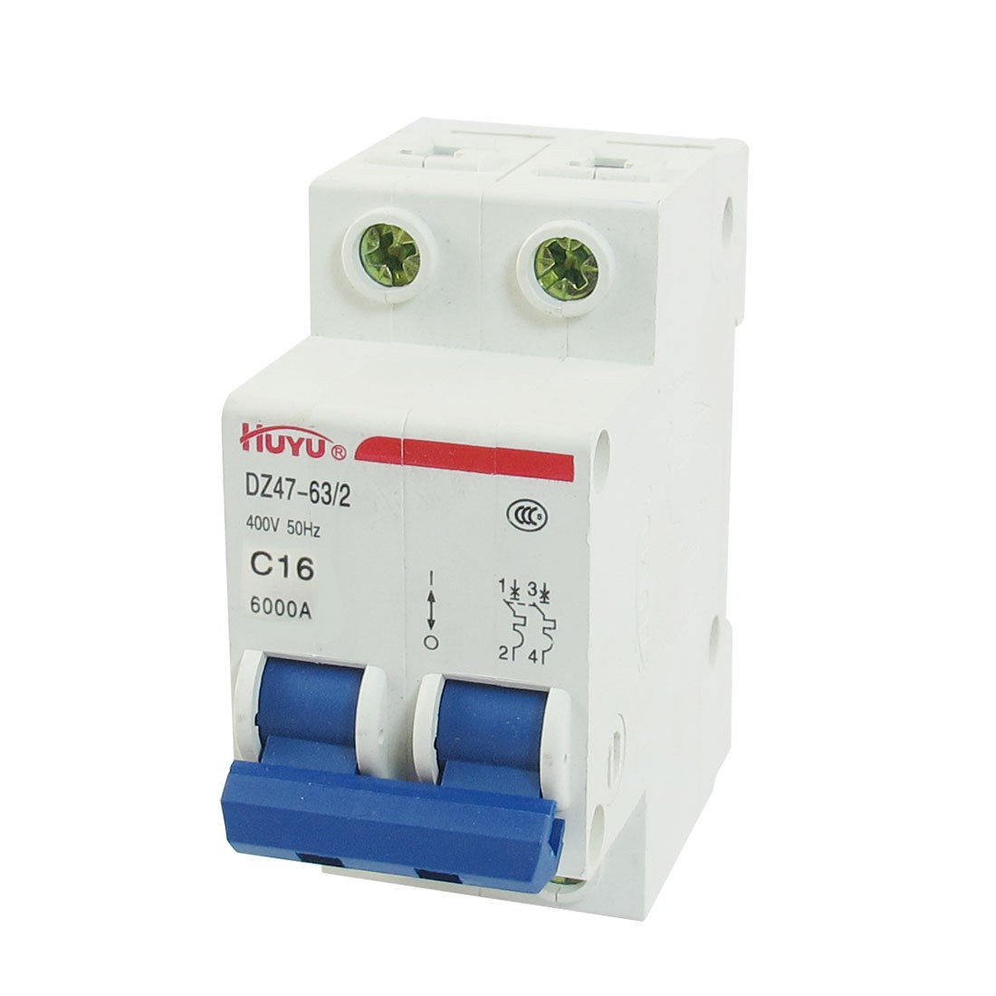 AC400V 10A/6000A Double Pole Miniature Circuit Breaker DIN Rail DZ47-63 C10