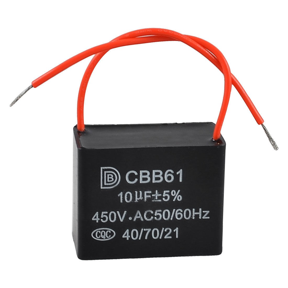 AC 450V 10uF 2 Red Connection Leads Motor Run Capacitor for Ceiling Fan