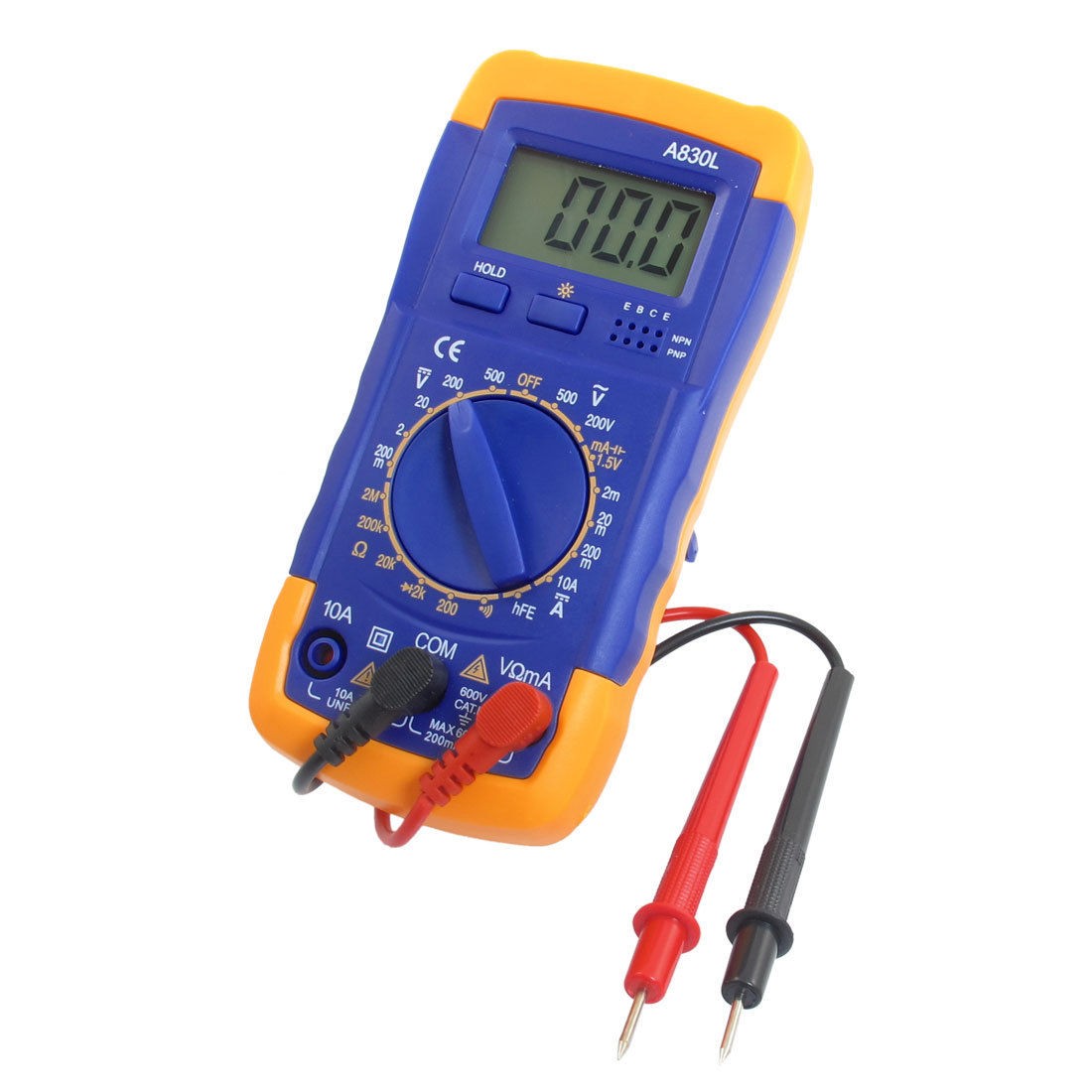 A830L Voltmeter Ammeter Frequency LCD Digital Multitester AC/DC Blue Yellow