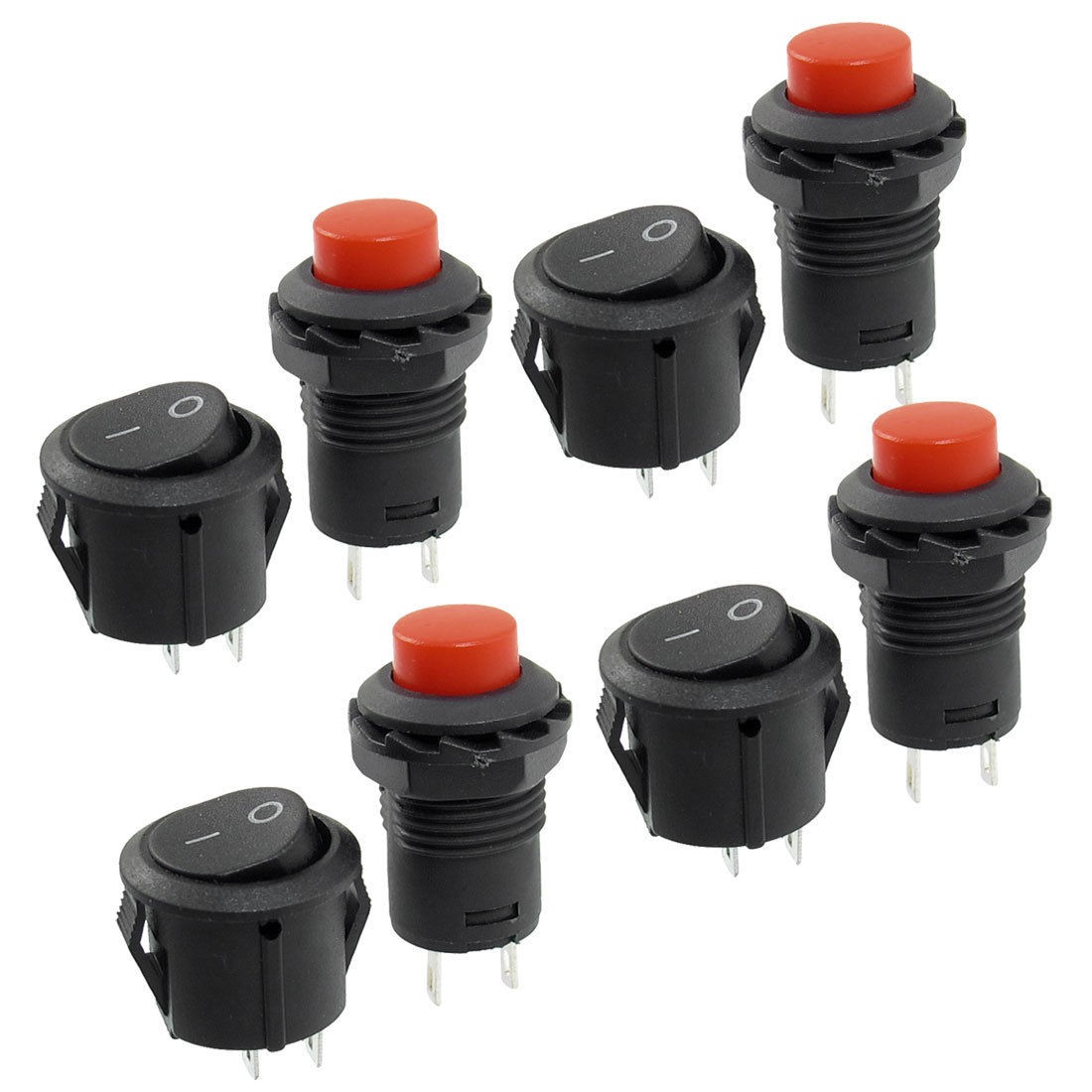8 Pcs AC 125V 3A 250V 1.5A SPST On/Off Self Locking Pushbutton Switch