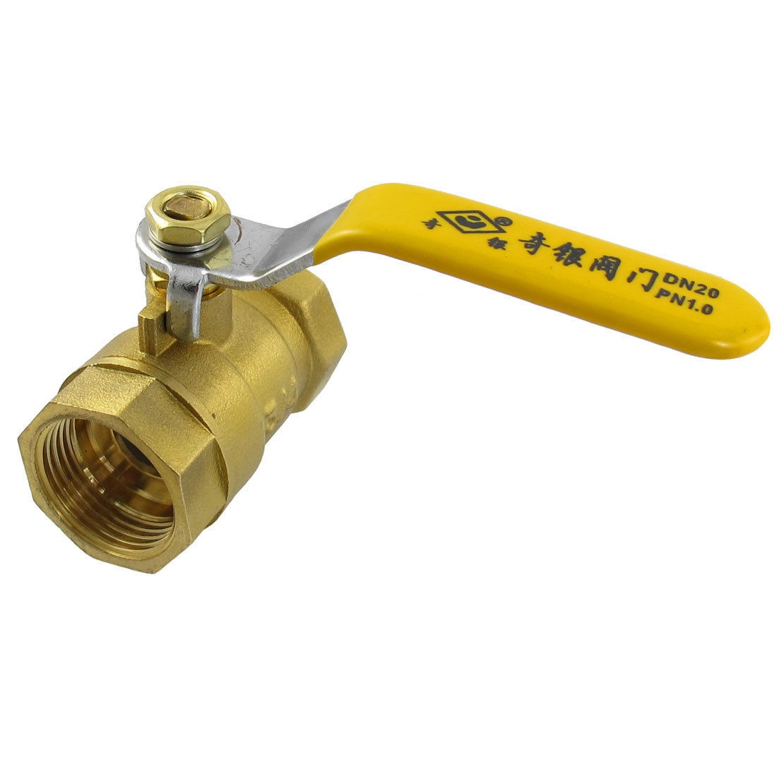 Female to Female 3/4" PT Threaded Yellow Lever Handle Brass Ball Valve