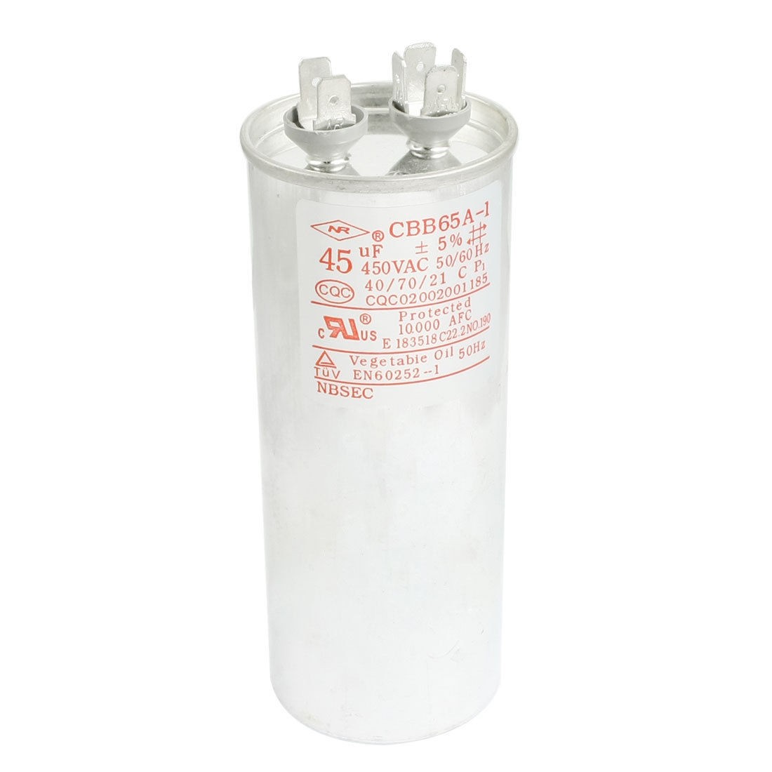 Cylinder Shape Polypropylene Film Motor Capacitor CBB65 450VAC 45uF 50/60Hz