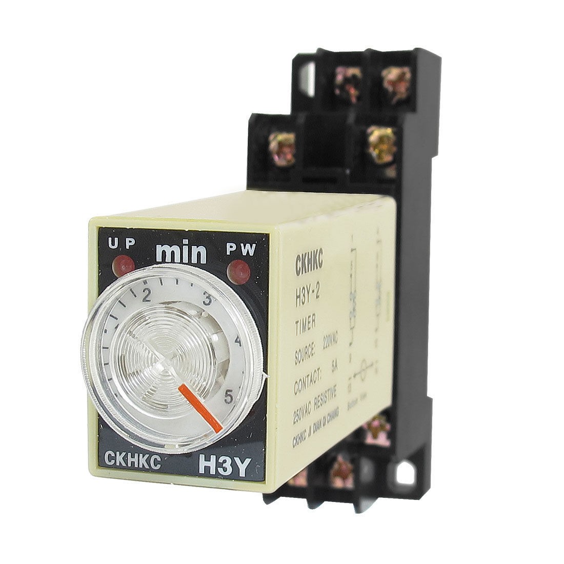 AC 220V H3Y-2 0-5 Minutes 5Min DPDT 8 Pins Power on Time Delay Relay w Socket