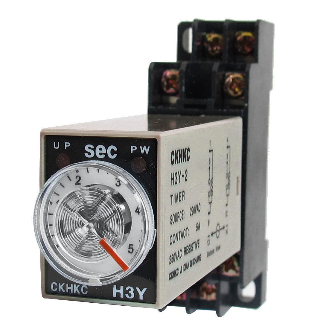 AC 220V H3Y-2 0-5 Seconds 5S DPDT 8 Pins Power on Time Delay Relay w Socket