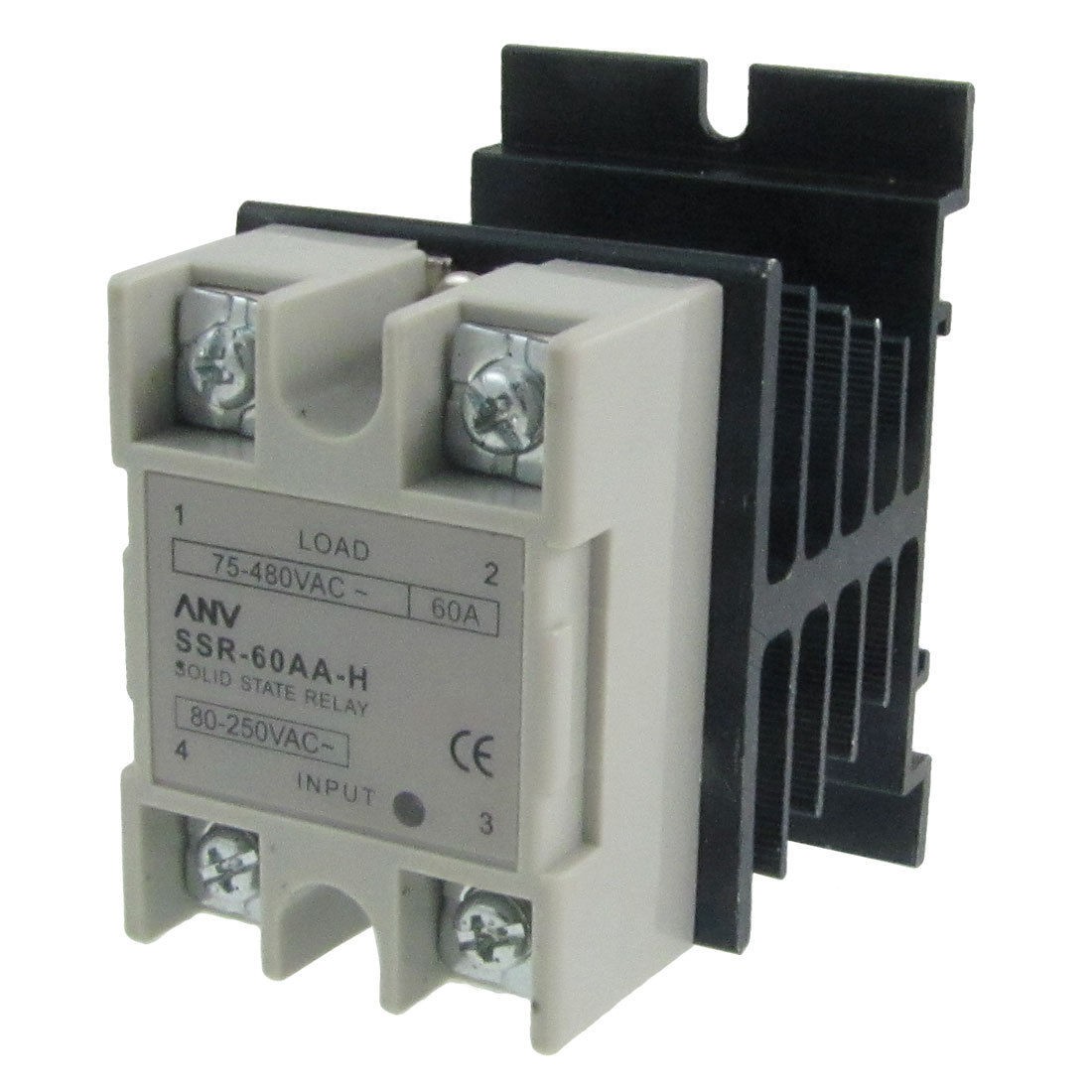 Single Phase Solid State Relay SSR 60A 80-250V AC 75-480V AC w Aluminum heatsink