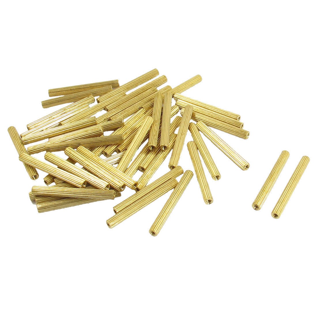 50 Pcs Female Threaded Pillars Brass Standoff Spacer Gold Tone M2x28mm