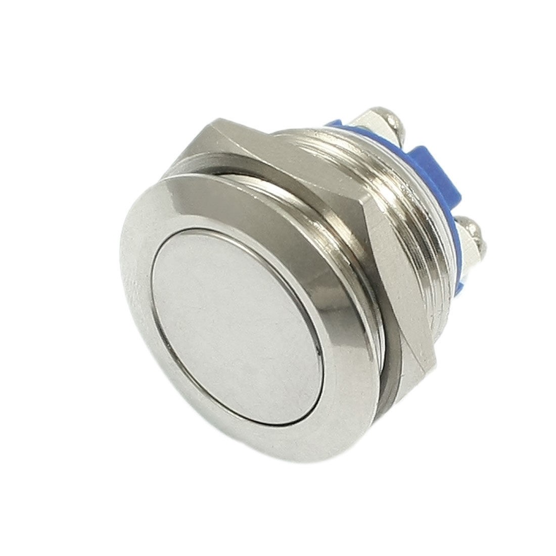 AC 250V 5A 19mm Momentary NO N/O Round Metal Flat Push Button Switch Screw