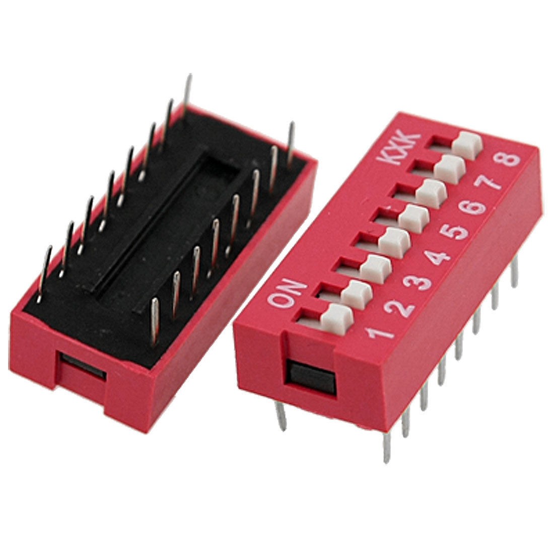 5 Pcs 2.54mm Pitch 8 Position Piano Type DIP Switch Red Wzchk