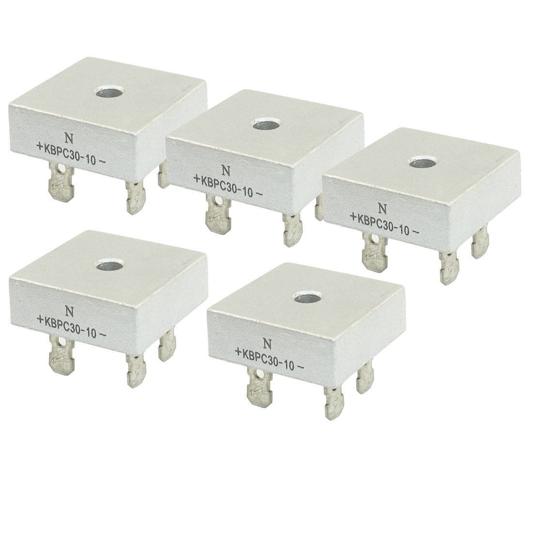 5 Pcs KBPC30-10 1KV 30A Single Phase Bridge Rectifier Half-Wave Silver Tone