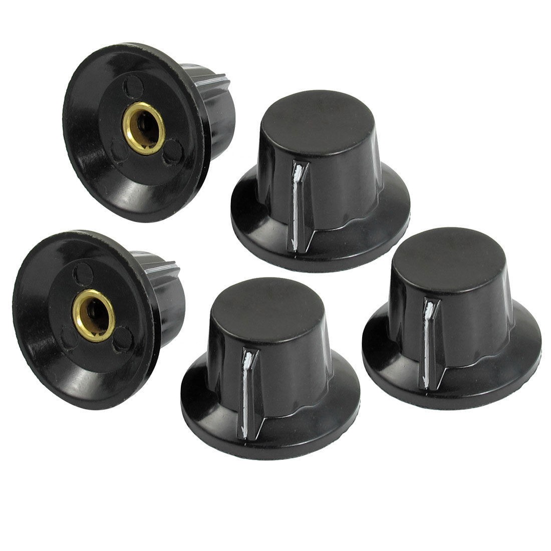 5 Pcs Black 19mm Top 6mm Shaft Insert Dia Potentiometer Rotary Knobs Caps