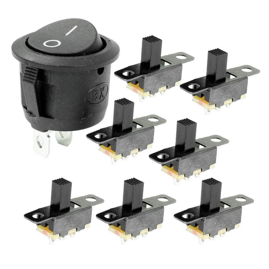 7 Pcs 3 Pin 2 Position SPST Panel Slide Switch 0.5A 30V DC W Rocker Switch