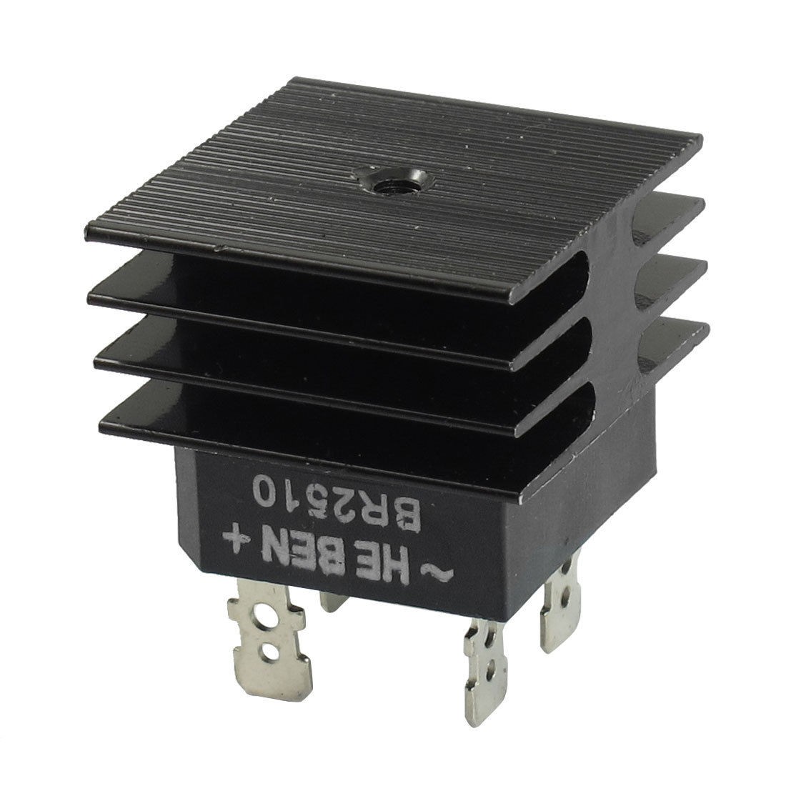 BR2510 25A 1KV Single Phase Bridge Rectifier Half-Wave Black w Heatsink
