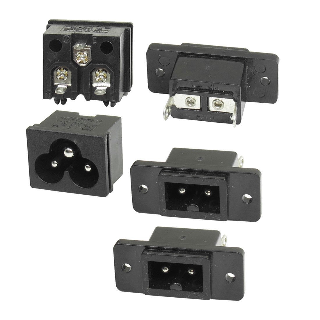 2 Pcs Male Plug IEC320 C6 AC Power Inlet Socket + 3 Pcs IEC 60320 C12 Plug